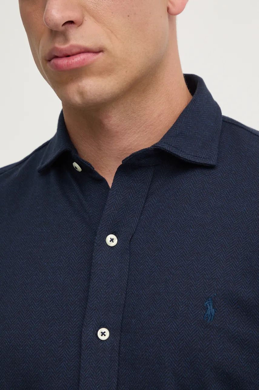 Риза Polo by Ralph Lauren Slim Fit Cotton Shirt with Classic Collar Тъмно синьо | 710958122, 1