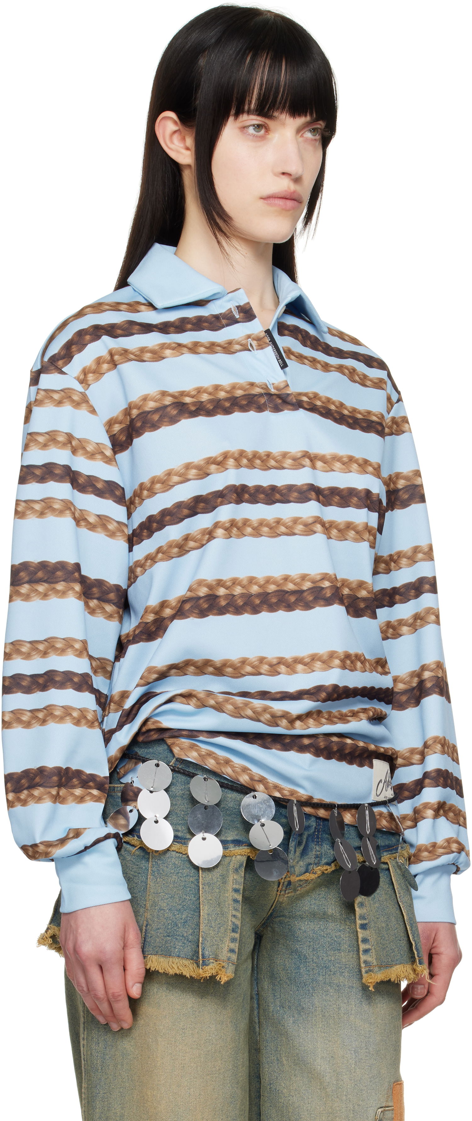 Поло тениска Andersson Bell Andersson Bell Hair Braid Stripe Polo Синьо | atb1264w, 1