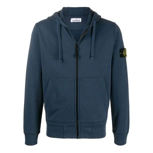Суитчър Stone Island Garment Dyed Zip Hoodie Синьо | 721564251-V0020