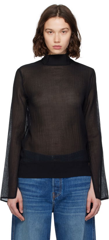 Риза TOTEME TOTEME Slit Sleeve Mock Neck Blouse Черно | 253-WRT0546-FB0462, 0