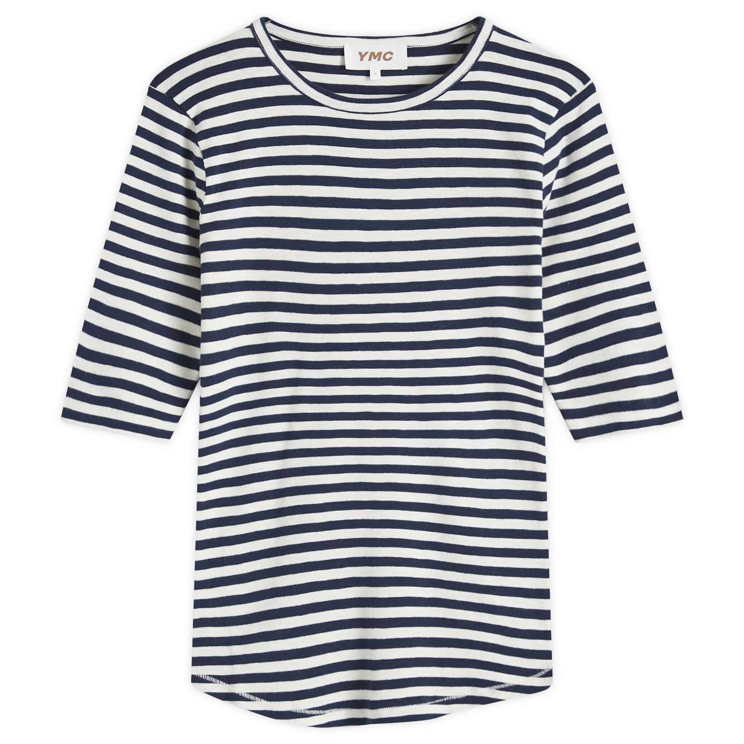 Тениска YMC Earth Charlotte Striped Short Sleeve Top Синьо | Q6AZC-NAVY-WHITE, 0