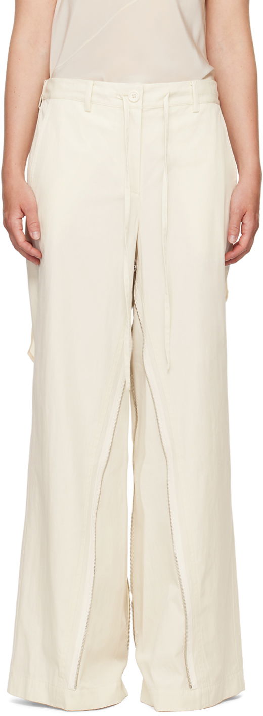 Панталони Helmut Lang Helmut Lang Gusset Wide Leg Trousers Бяло | O04HW208