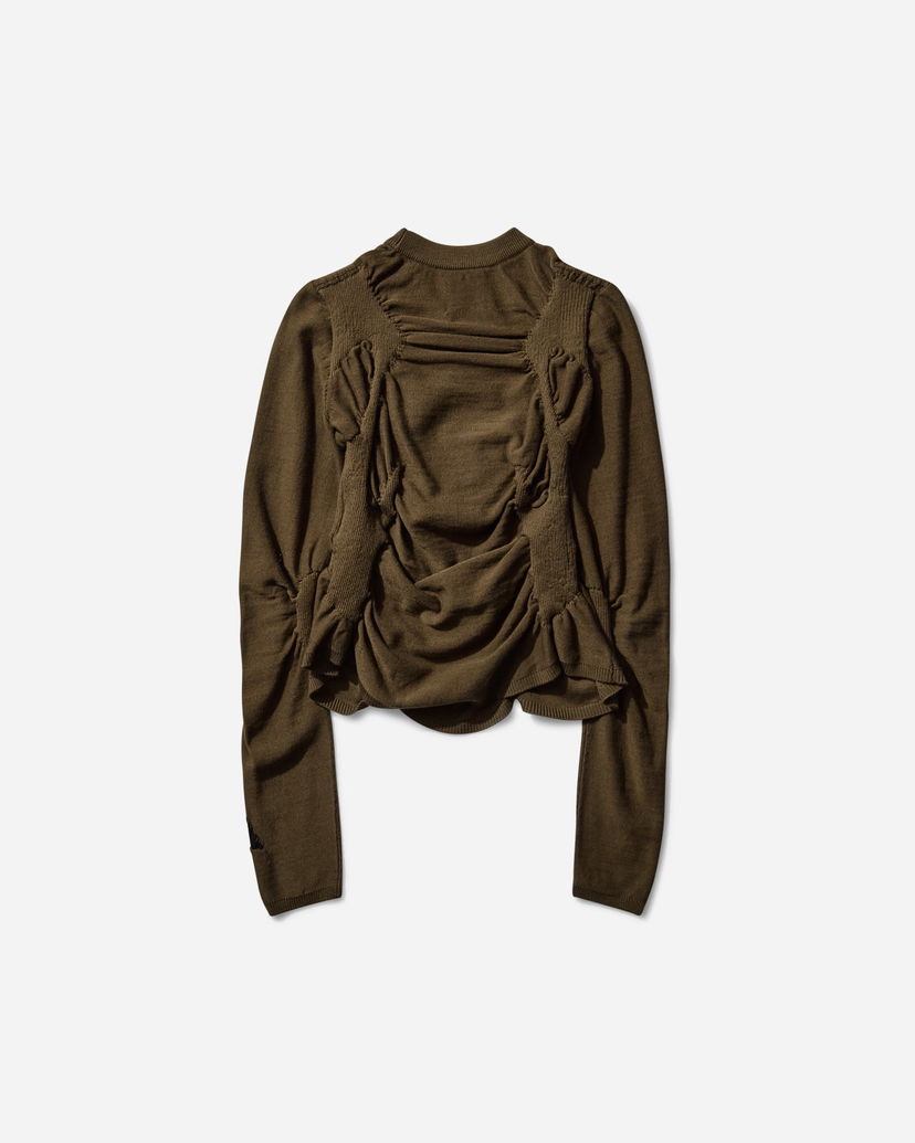 Пуловер ROA Pinched Wool Knit Top Зелено | RBWW063YA24 GRN0012