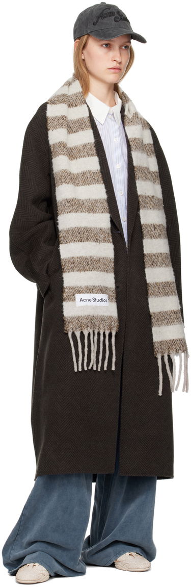 Шал Acne Studios Acne Studios Narrow Stripe Alpaca Scarf Бежово | CA0358-, 2