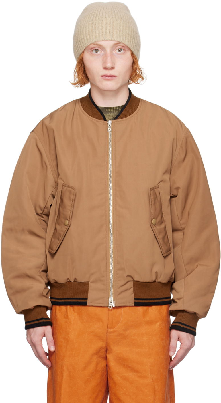 Яке бомбър Dries Van Noten Brown Oversized Bomber Jacket Кафяво | 242-020518-9102, 0