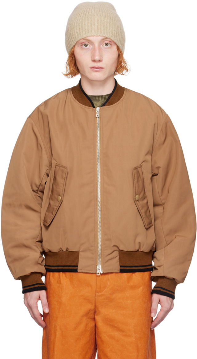 Brown Oversized Bomber Jacket