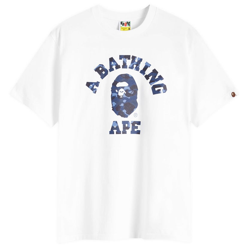 Тениска BAPE A Bathing Ape Men's Colour Camo College T-Shirt in White/Navy, Size Large | END. Clothing Бяло | 001TEK301017M-WHN