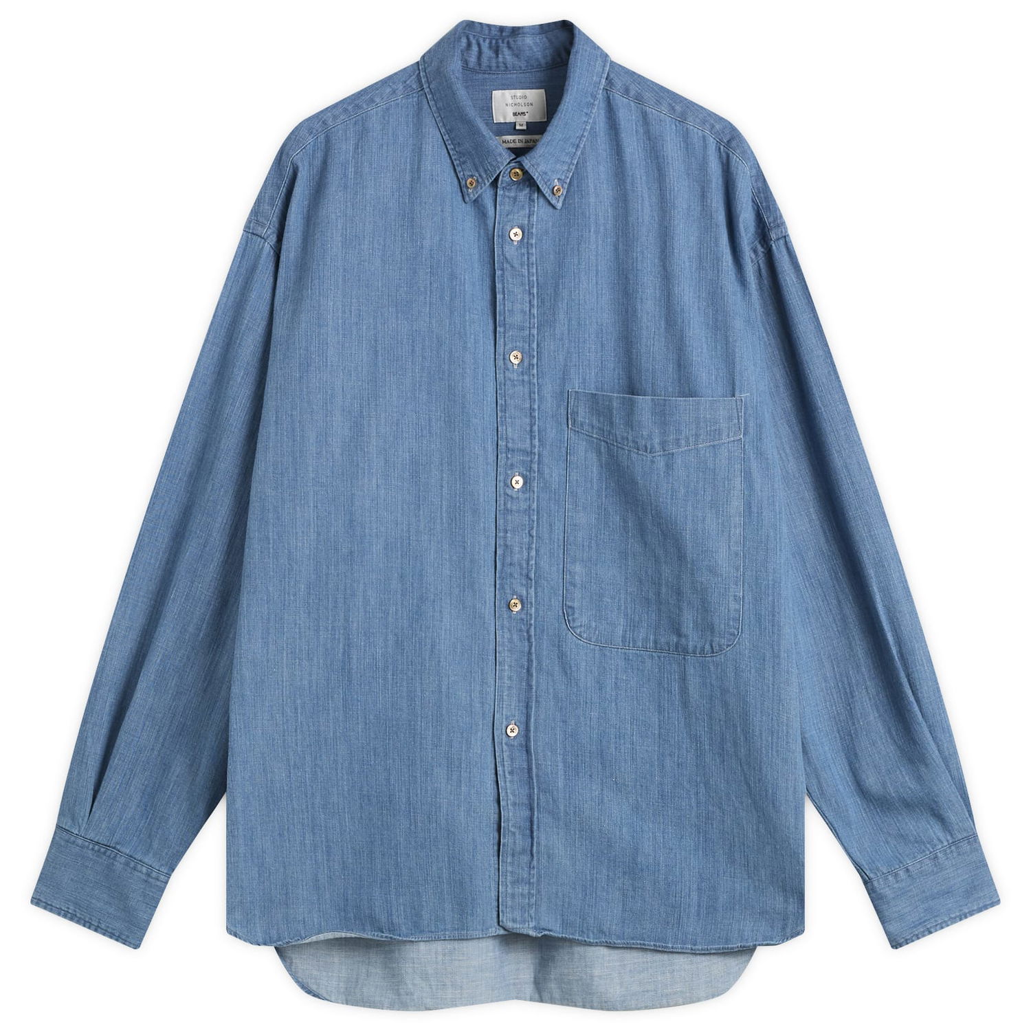 Риза Studio Nicholson Studio Nicholson x Beams Plus Lisa Denim Shirt Синьо | BPSN1103-70, 0