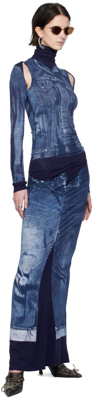 Пола Jean Paul Gaultier Gaultier Trompe L'oeil Maxi Dress Синьо | 23/15-F-RO068-J530-5950, 3