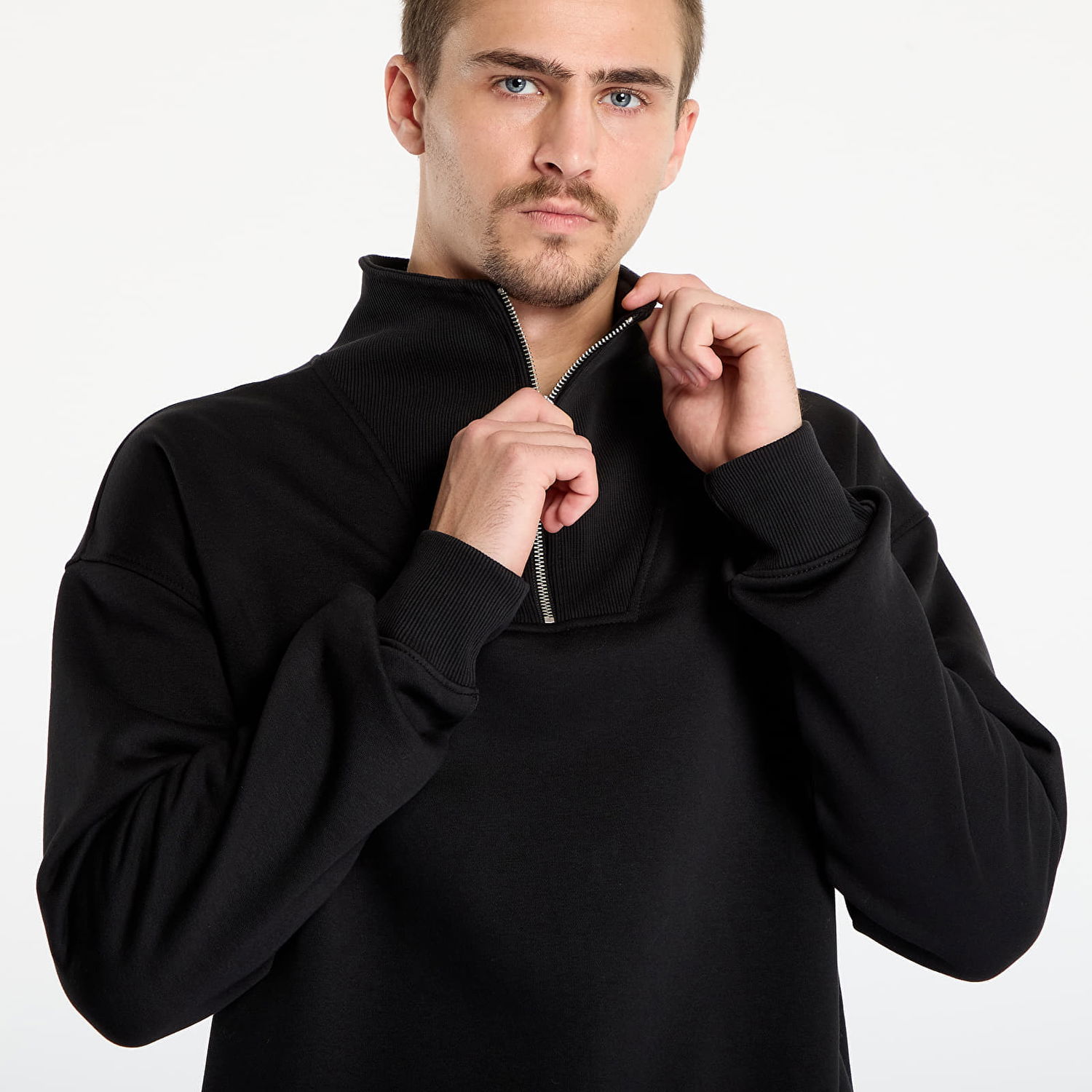 Суитчър Urban Classics Cut&Sew Troyer Sweatshirt Черно | TB7594-00007, 1