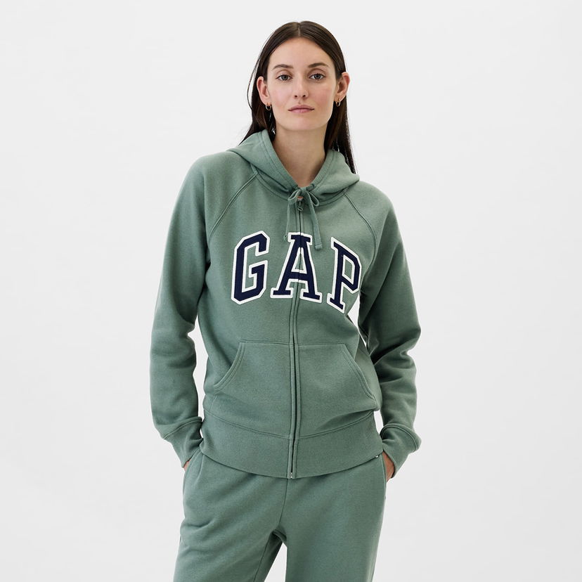 Суитчър GAP Logo Fullzip Hoodie District Green Зелено | 463503-55