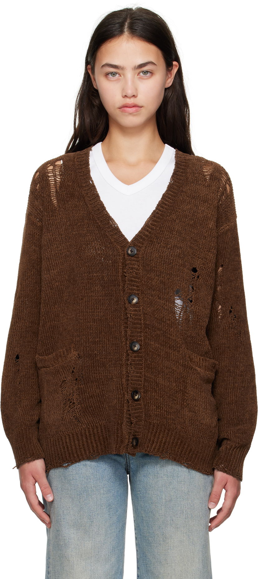 Пуловер R13 R13 Chenille Boyfriend Cardigan Кафяво | R13WY237-Y224A