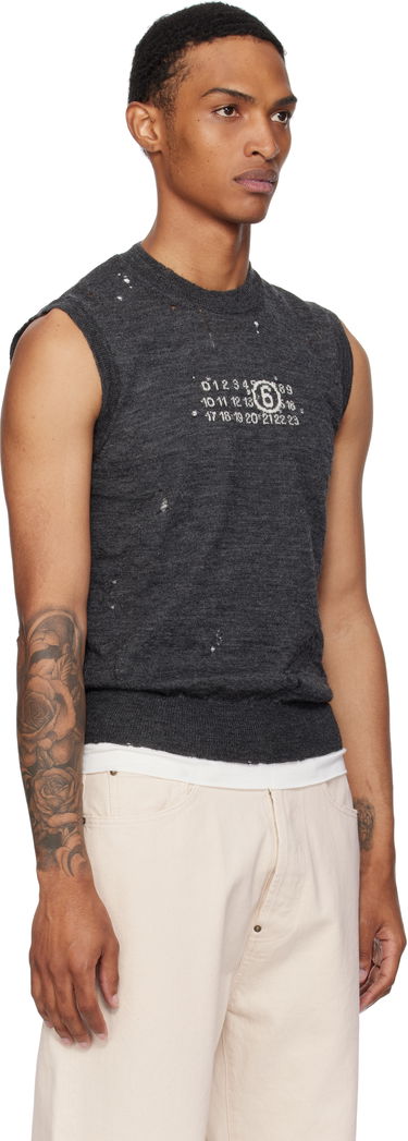 Пуловер Maison Margiela MM6 Maison Margiela Wool Distressed Sweater Vest Сиво | SH0FB0017 M13134, 1