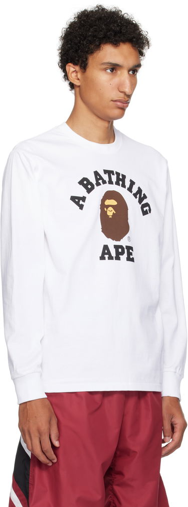 Тениска BAPE A Bathing Ape College Long Sleeve T-Shirt Бяло | 001LTL301013M, 1