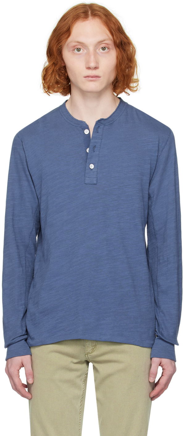 Тениска rag & bone Rag & Bone Classic Flame Henley T-Shirt Синьо | MBC23HT037CA37, 0