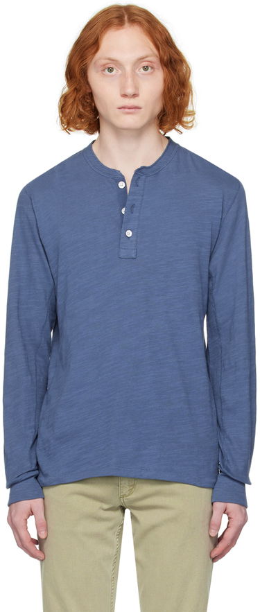 Тениска rag & bone Rag & Bone Classic Flame Henley T-Shirt Синьо | MBC23HT037CA37, 0