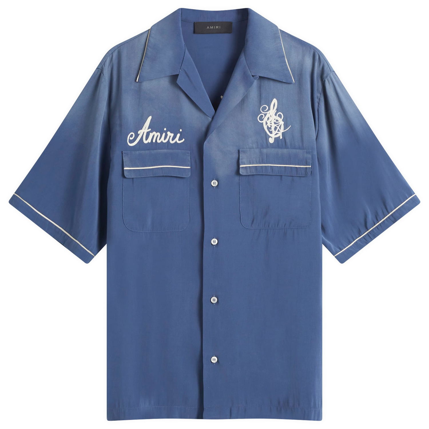 Риза AMIRI Amiri Saturday Night Camp Collar Bowling Shirt, Size Large Синьо | AMSTCA1118-410, 1