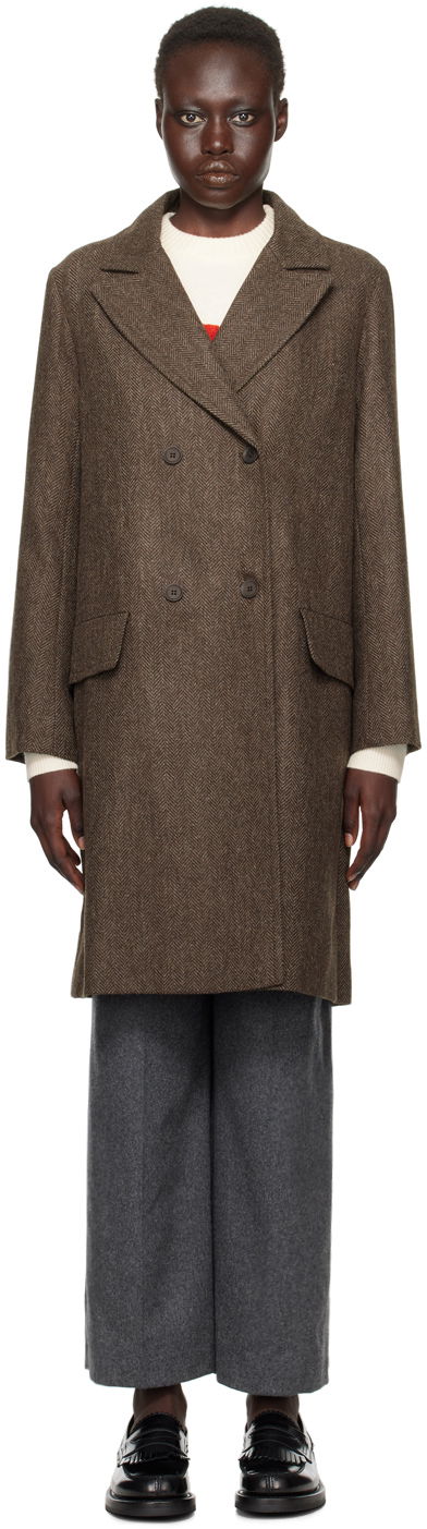 Палта A.P.C. Coat Double-Breasted Кафяво | WOARA-F01545