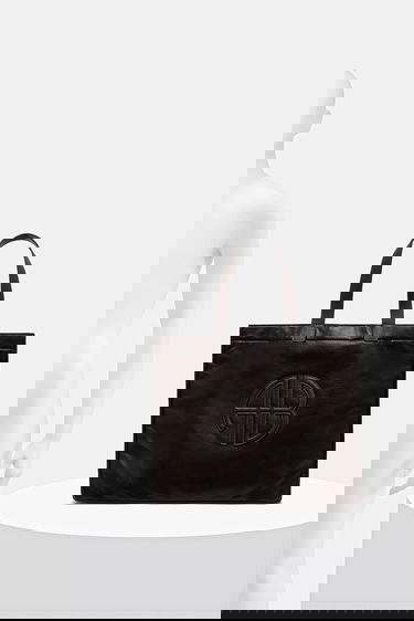 Голяма пазарска чанта Anine Bing Leo Embossed Leather Tote Bag Кафяво | A.13.11841, 5