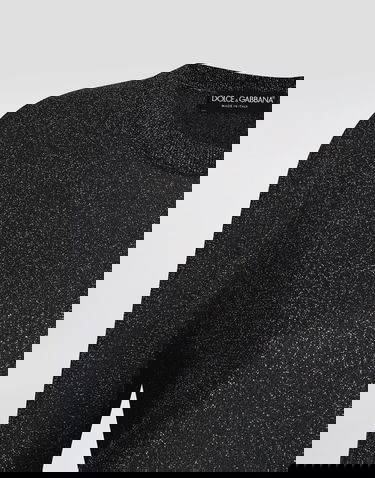 Пуловер Dolce & Gabbana Metallic Viscose Crew Neck Long Sleeve Pullover Черно | FXXB8TJGMCES8001, 3