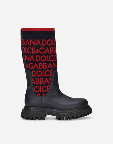 Кецове и обувки Dolce & Gabbana Knit Logo Boots Тъмно синьо | D11255AQ59089919, 0