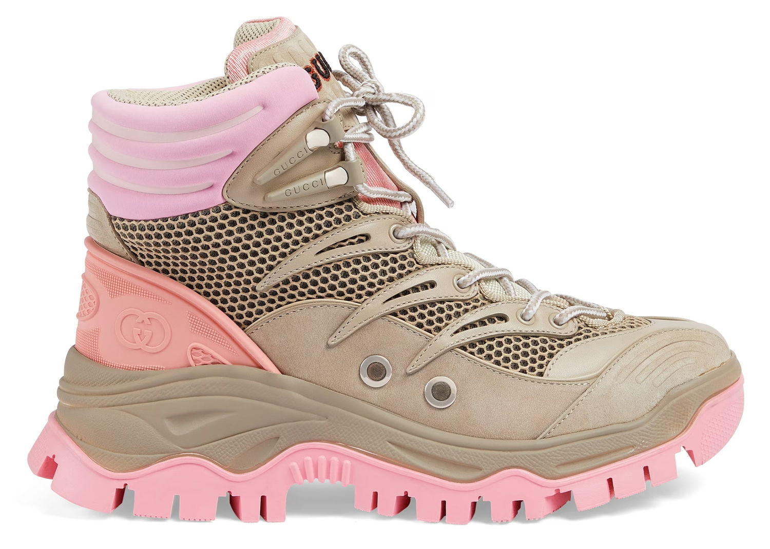 Кецове и обувки Gucci Lace Up Ankle Boot Beige Pink (Women's) Бежово | 700256 2KD20 9597, 0