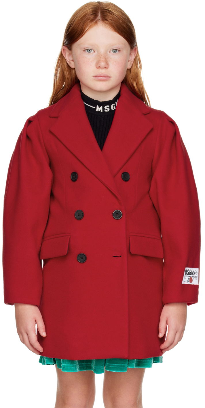 Палта MSGM MSGM Kids Double-Breasted Coat Червено | MS029142, 0