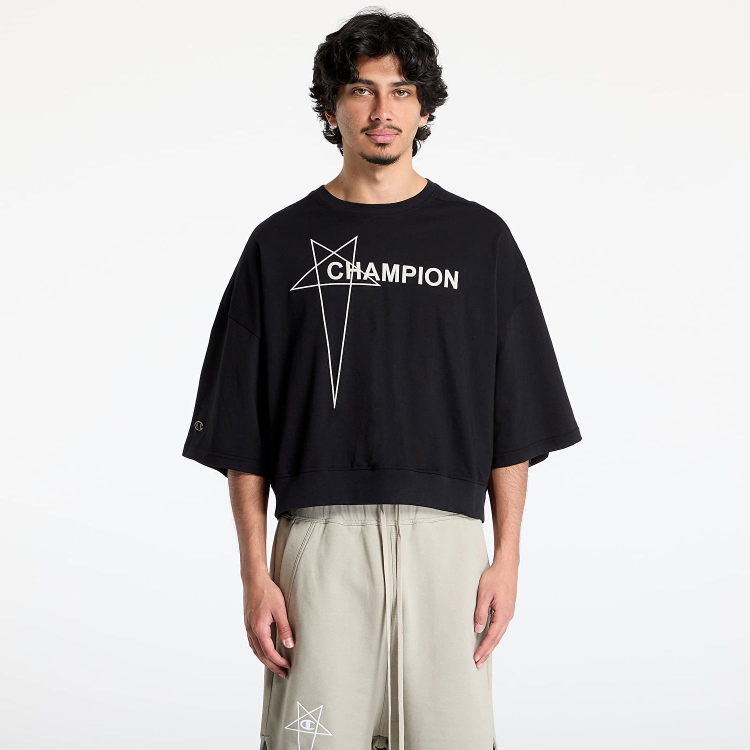 Суитчър Rick Owens Rick Owens DRKSHDW x Champion Tommy Cropped T-Shirt Черно | CM01E1677 CHJG 09, 0