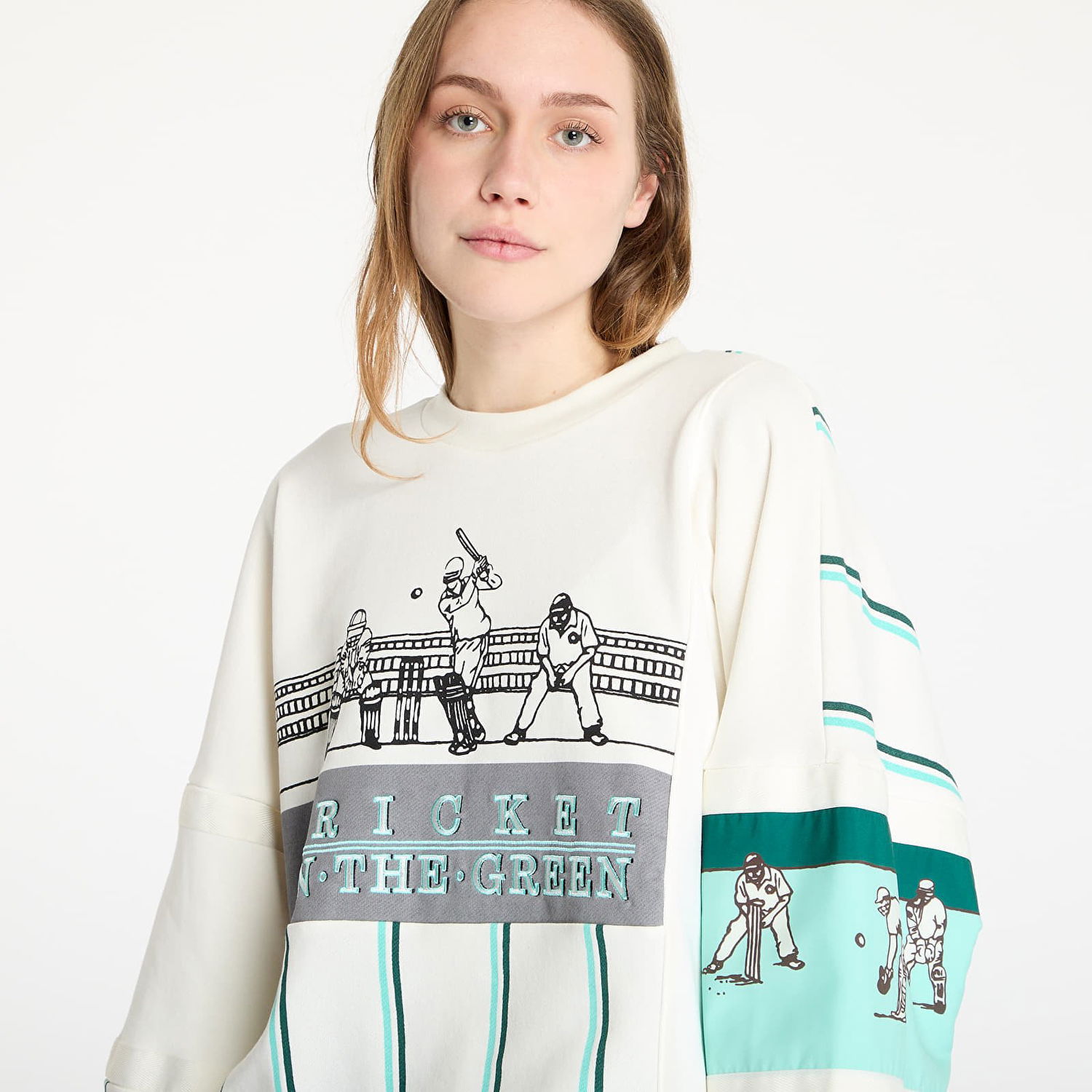 Пуловер adidas Originals Retro Sports Cricket-Inspired Crew Sweatshirt Бяло | KA4386, 1