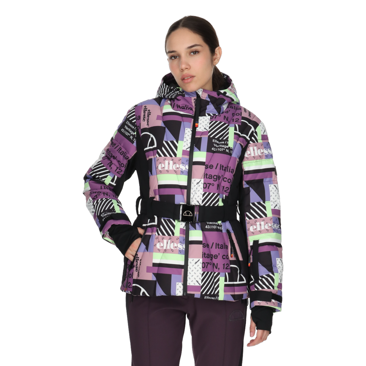 Пухо яке Ellesse Maya Heritage Geometric Print Belted Puffer Jacket Многоцветен | ELA243F516-Z3, 0