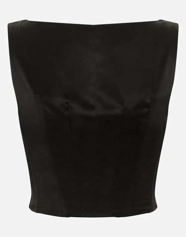 Съкратен топ Dolce & Gabbana Square-Neck Double-Breasted Bustier Top Черно | F791FTFU28JN0000, 1