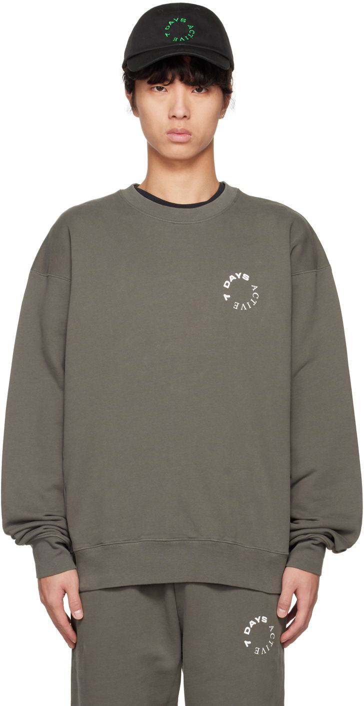 Суитчър 7 Days Active Men's Logo-Embroidered Cotton-Jersey Sweatshirt Сиво | 90612, 0