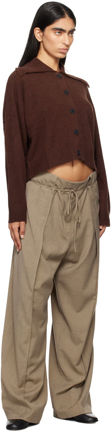 Пуловер Loulou de Saison Loulou de Saison Sao Cropped Cardigan Кафяво | SAO, 3