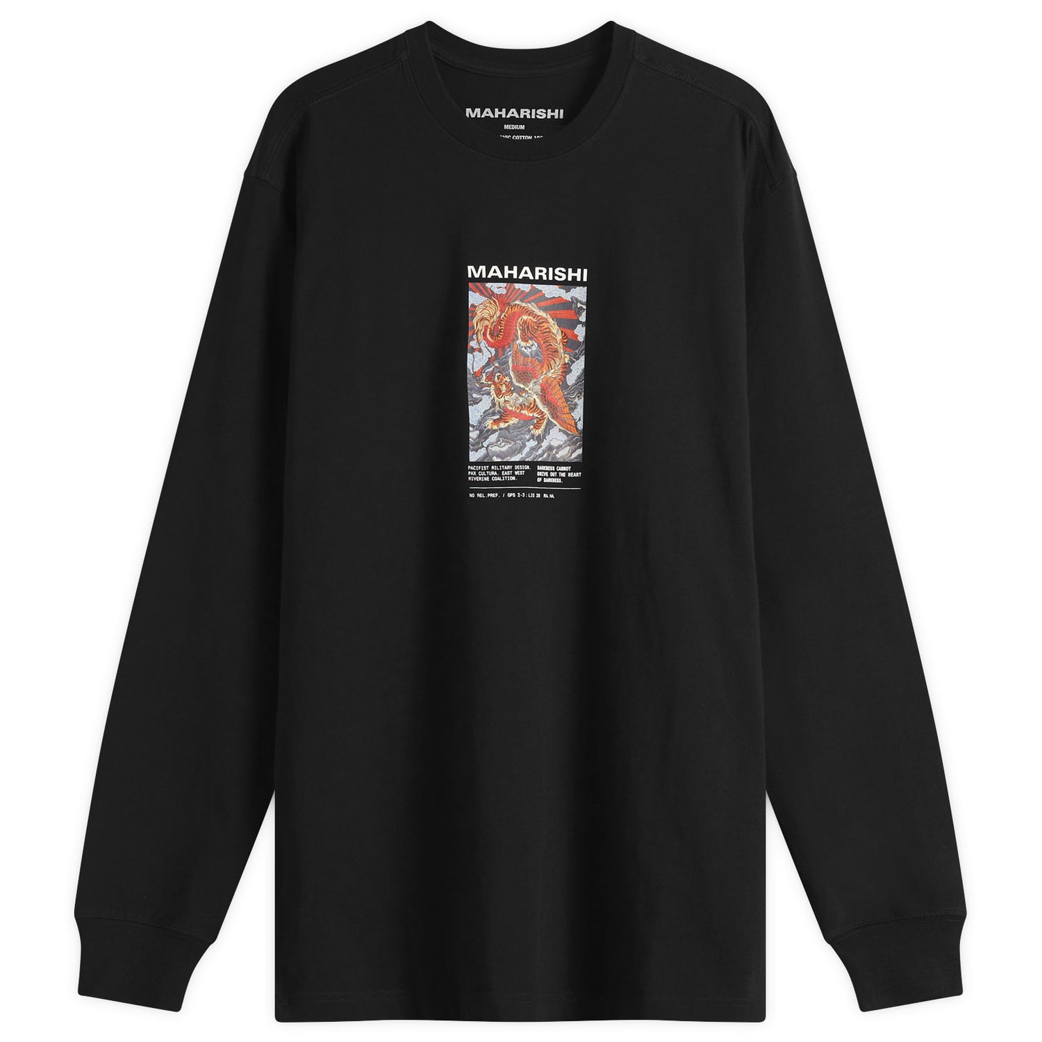Тениска Maharishi Tiger Dragon Miltype Graphic Long Sleeve T-Shirt, Size Large Черно | 1490-BLK, 1