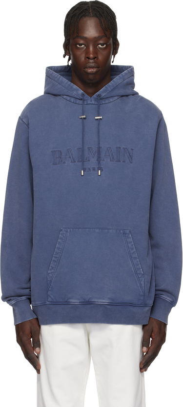 Суитчър Balmain Balmain Vintage Embroidered Hoodie Синьо | EH1JT047BC72, 0