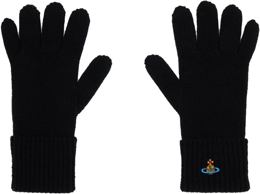 Ръкавици Vivienne Westwood Sporty Knitted Orb Logo Gloves Черно | 8202002R-K0065-