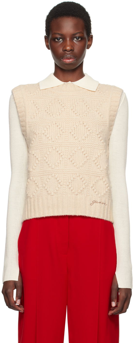 Beige Cable Knit Vest