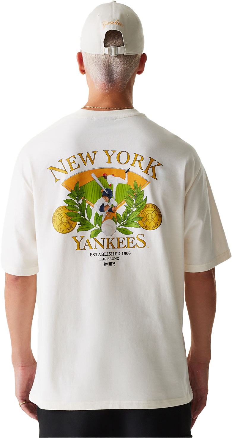 Тениска New Era MLB New York Yankees Graphic Oversized T-Shirt Бежово | 60667854-60667854, 1