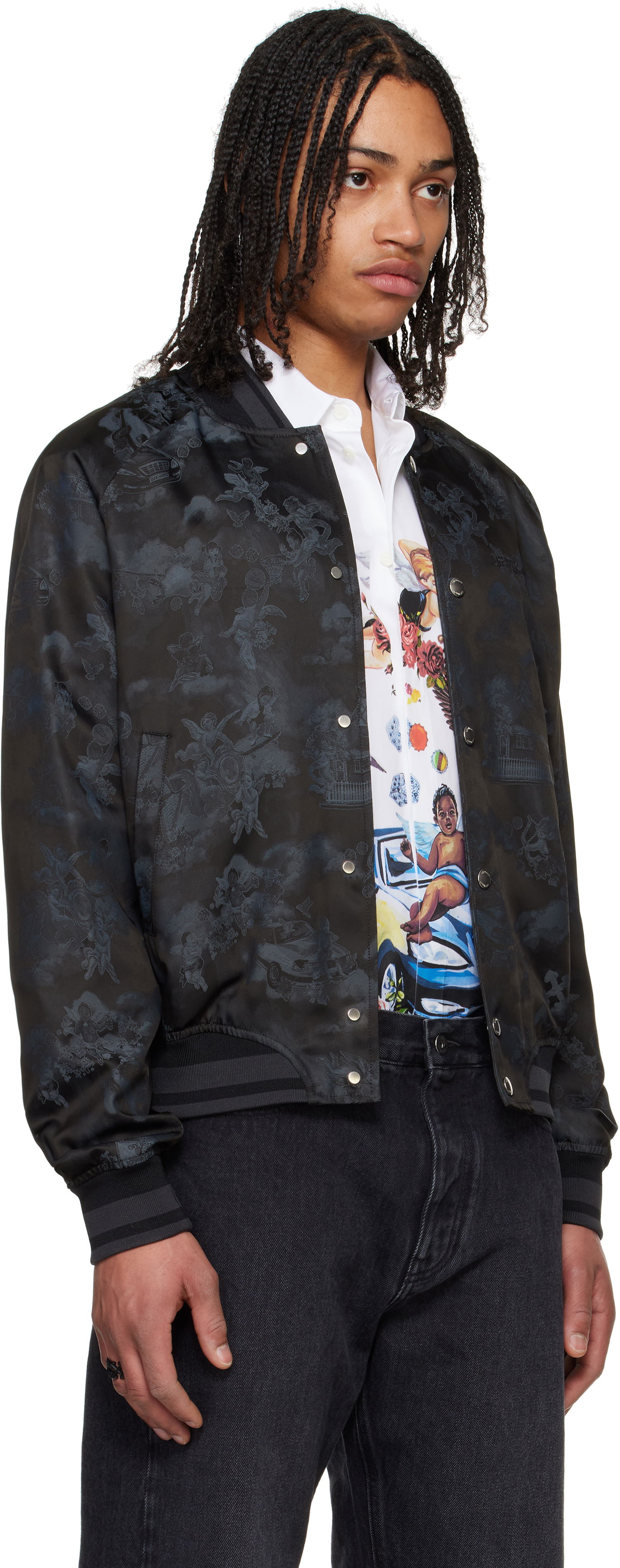 Яке бомбър Off-White Off-White Fresco Souvenir Varsity Bomber Jacket Черно | OMEH05AS25FAB0020210, 1