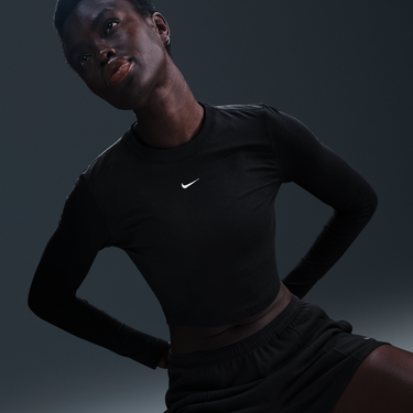 Съкратен топ Nike Sportswear Chill Knit Long Sleeve Cropped Top Черно | HF5322-011, 4