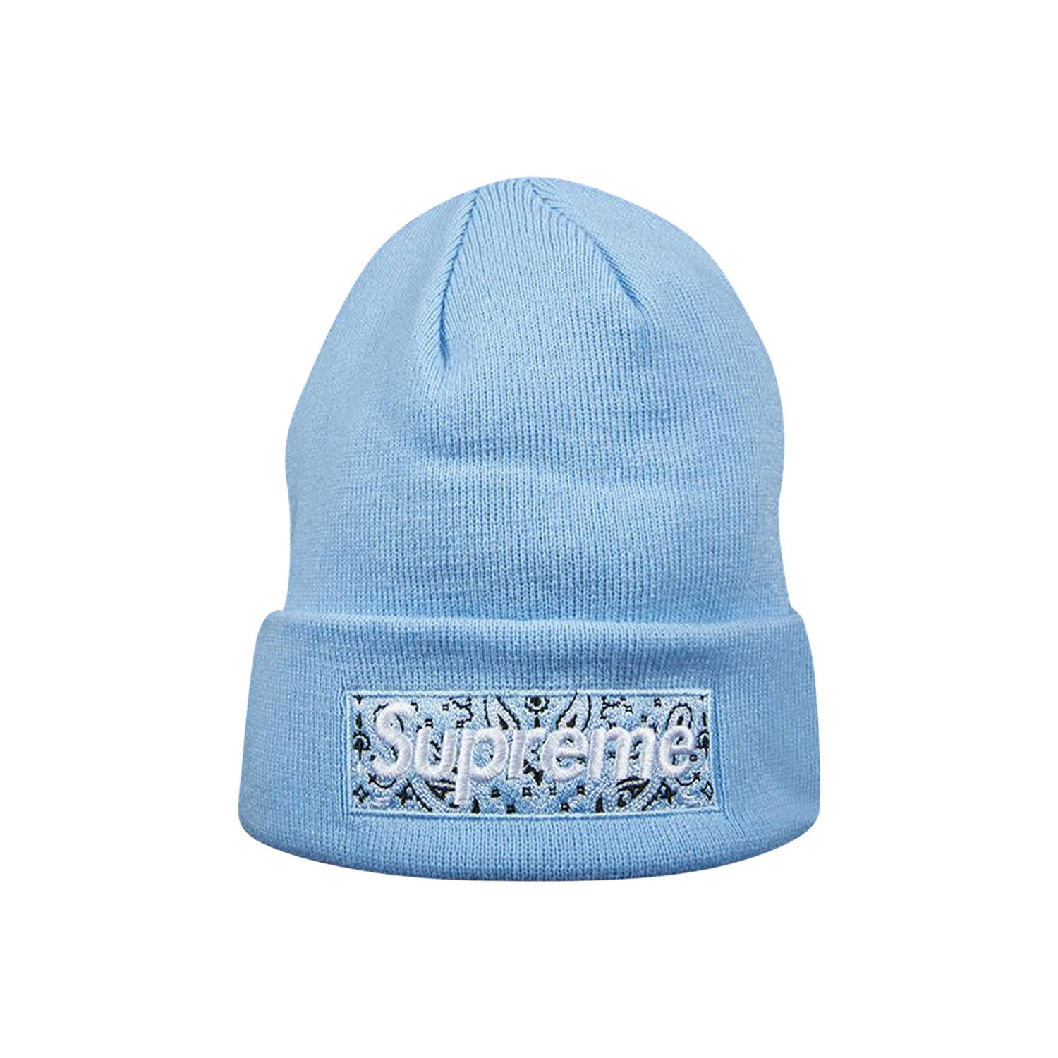 Шапка Supreme New Era x Box Logo Beanie Синьо | FW19BN4 LIGHT BLUE, 1