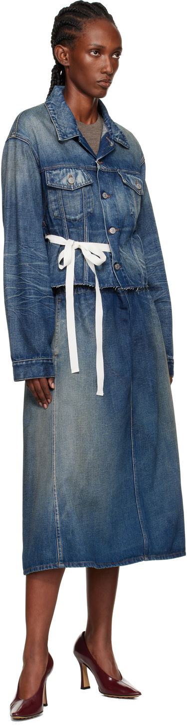 Яке Maison Margiela MM6 Maison Margiela Cropped Denim Jacket with Tie Синьо | S52AM0340 M30017, 3