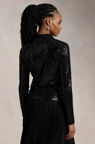 Поло тениска Polo by Ralph Lauren Sequined Long Sleeve Polo Shirt Черно | 211955429, 1