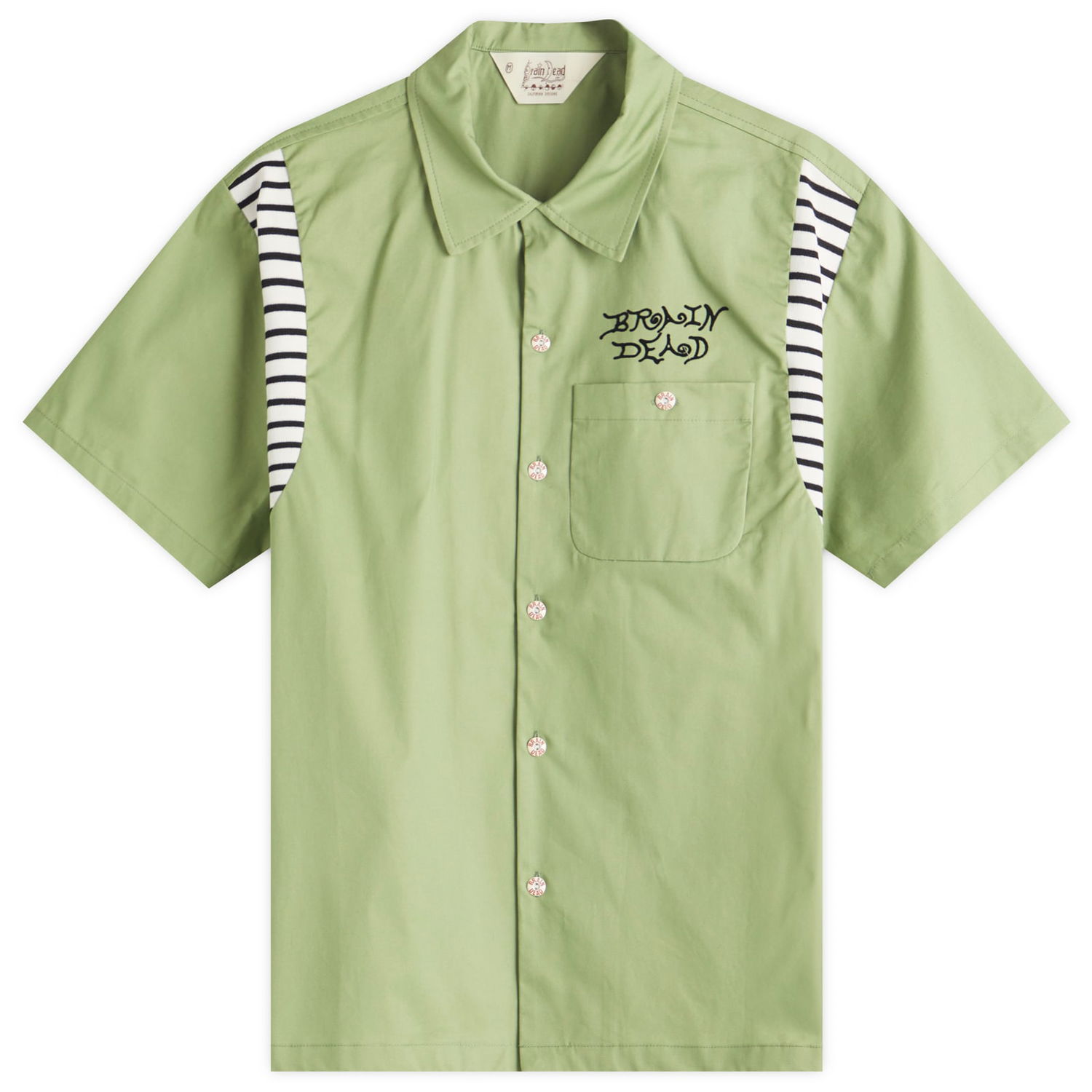 Риза Brain Dead Brain Dead Cobra Flocked Bowling Shirt, Size Large Зелено | BDS25T040042-SPT, 1