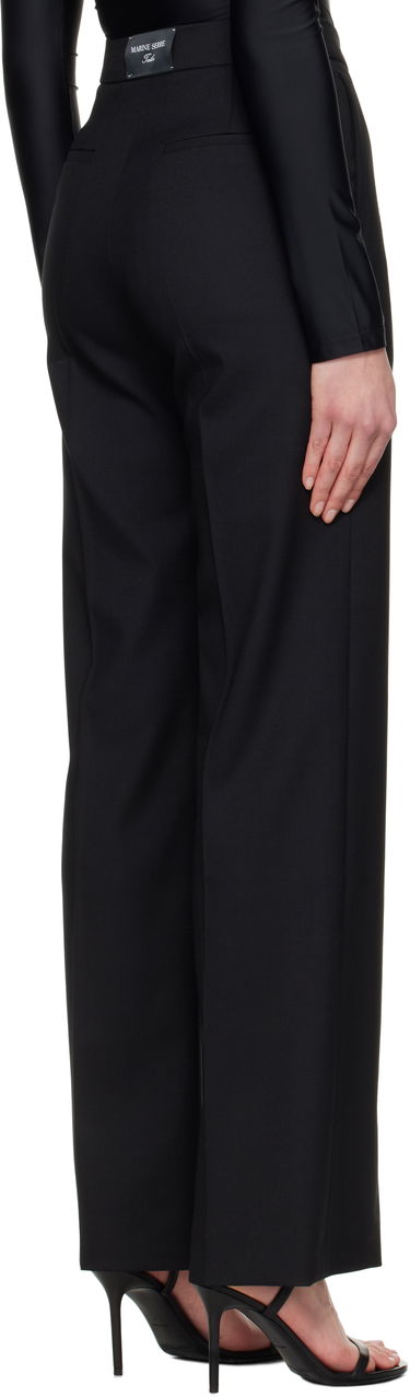 Панталони Marine Serre Marine Serre Virgin Wool Twill Wide Leg Trousers Черно | WPA154A RWOV0001, 2