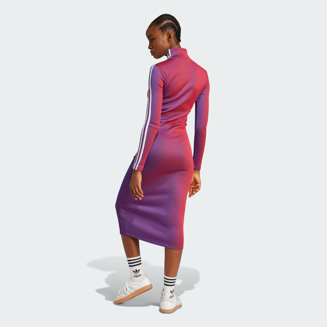 Pокля adidas Performance Ribbed Long Sleeve Fitted Dress Лилаво | JW9745, 1