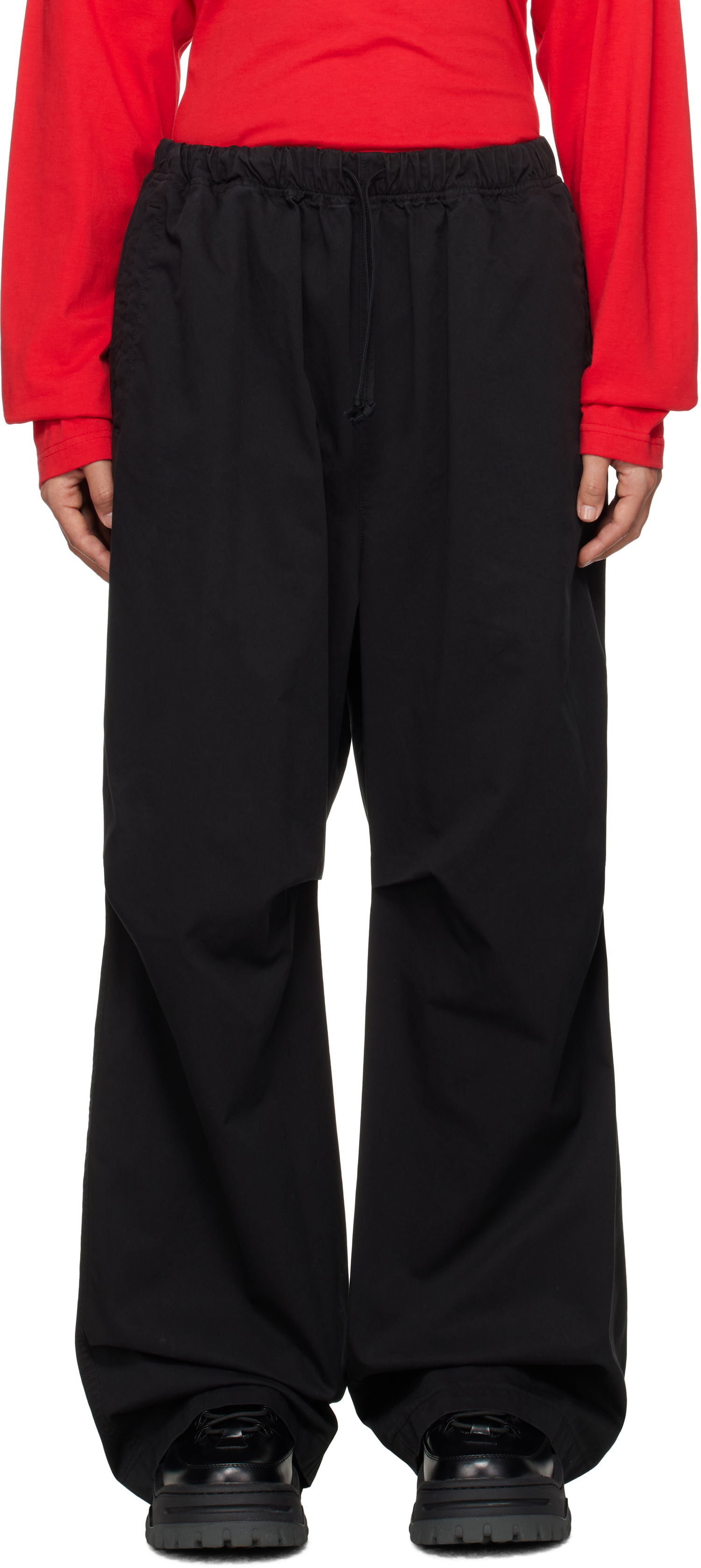 Карго панталони We11done We11done Tucked Wide Trousers Черно | WD-PT3-24-262-U-BK, 0