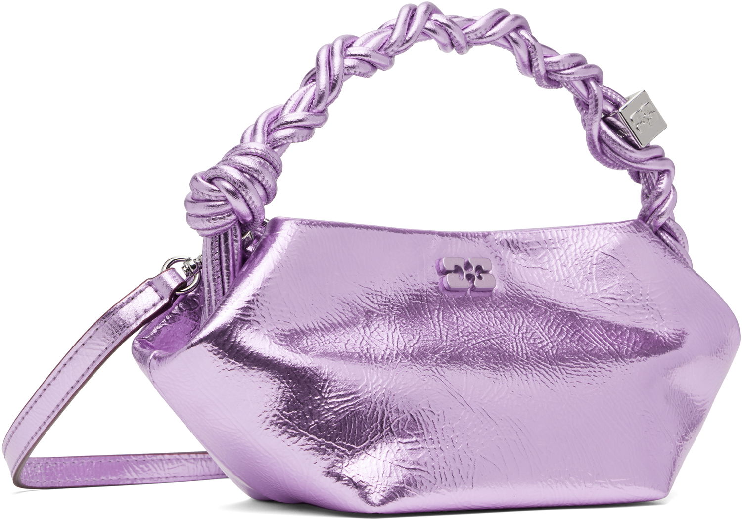 Дамска чанта GANNI Ganni Metallic Mini Bou Bag Лилаво | A6338, 1