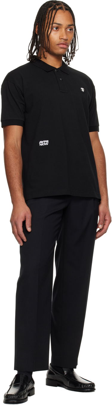 Поло тениска AAPE by A Bathing Ape 'AAPENOW' Moonface Logo Short-Sleeve Pique Polo Черно | AAPPOM1609XXNBKX, 3