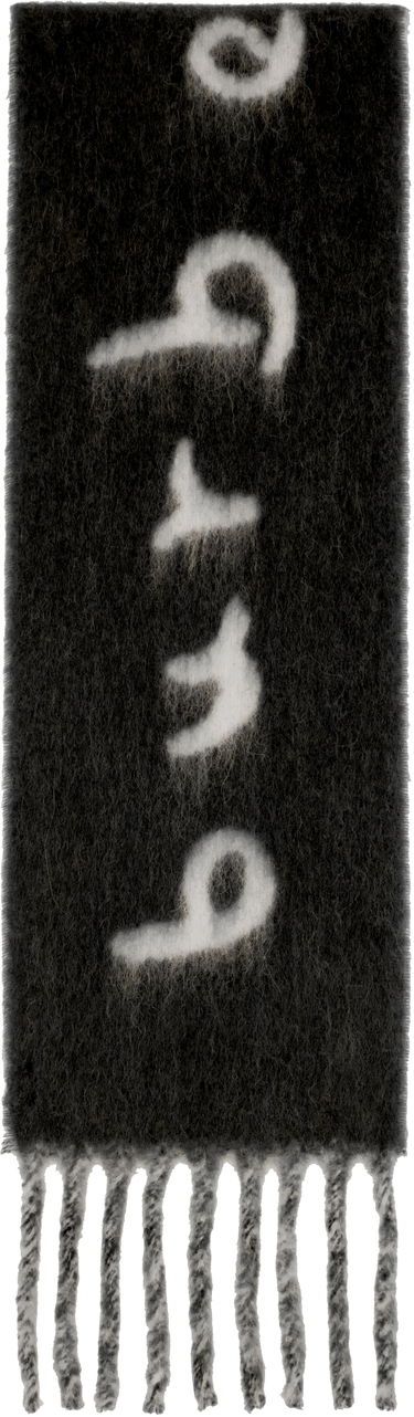 Шал Burberry Burberry Alpaca Wool Blend Logo Scarf Черно | 8114081, 0